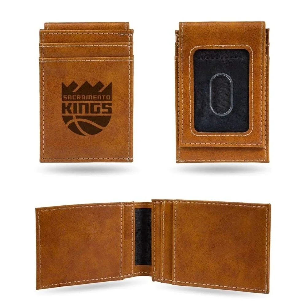 Sacramento Kings Premium Brown Wallet, Front Pocket Magnetic Money Clip SMBIN
